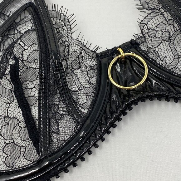 Agent Provocateur Foxie Black PVC Bra 36B NWT $285 - Picture 14 of 16